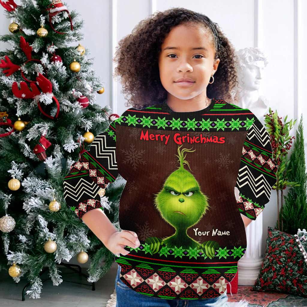 Personalized Merry Grinchmas Sweater with Custom Name for Christmas Sweater GradoCreations