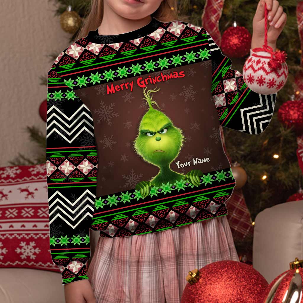 Personalized Merry Grinchmas Sweater with Custom Name for Christmas Sweater GradoCreations