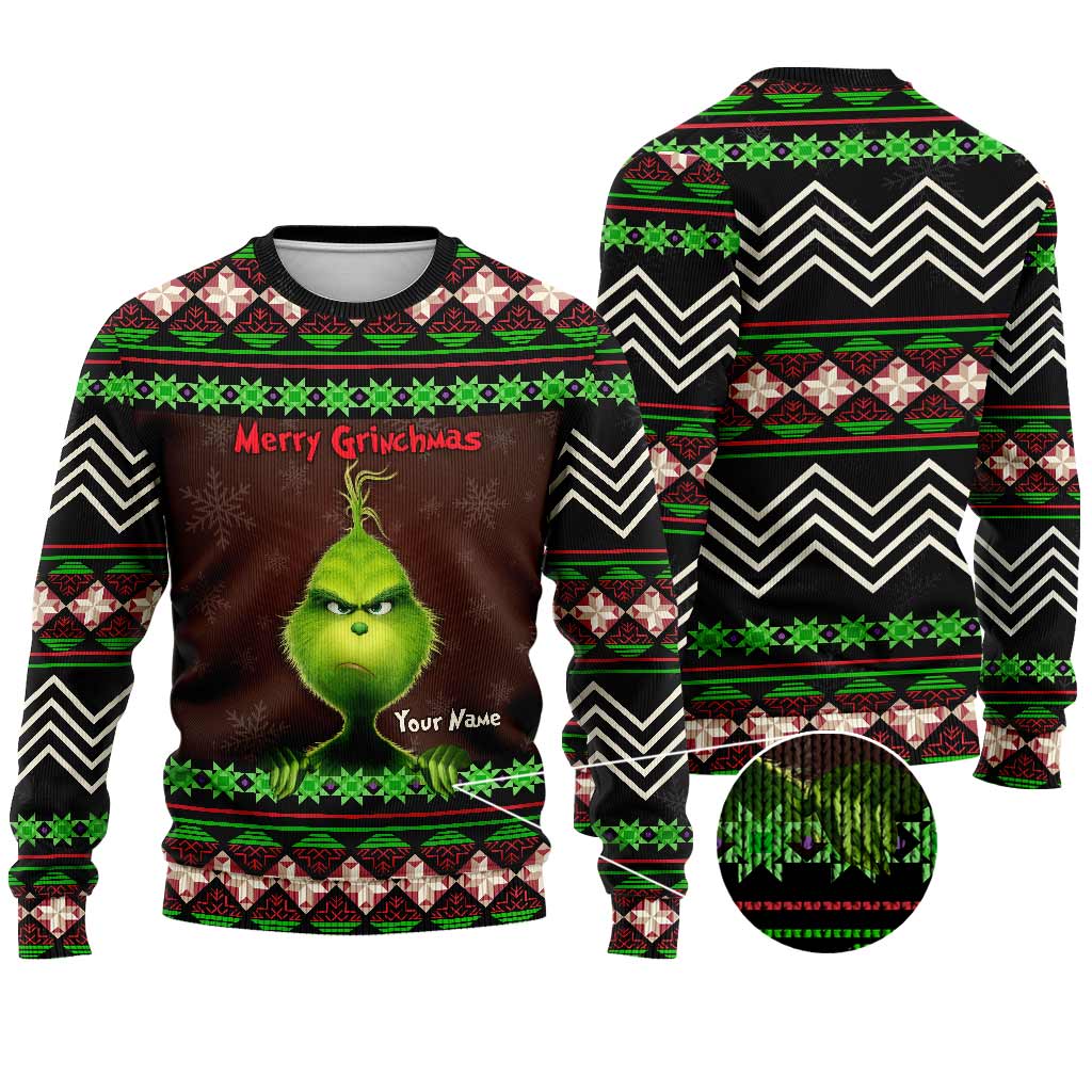 Personalized Merry Grinchmas Sweater with Custom Name for Christmas Sweater GradoCreations