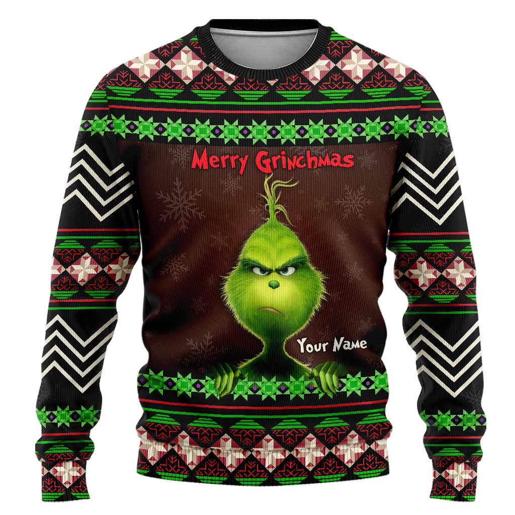 Personalized Merry Grinchmas Sweater with Custom Name for Christmas Sweater GradoCreations