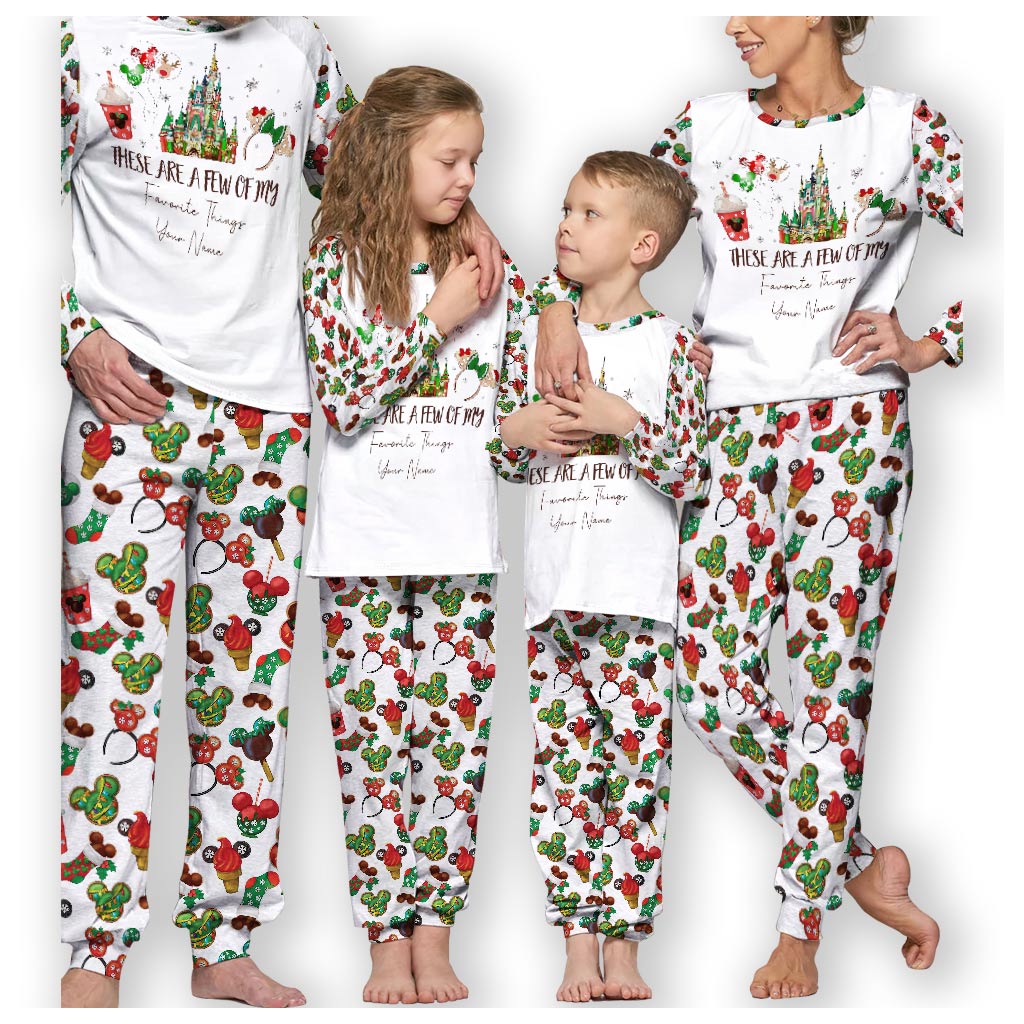 Personalized Christmas Pajama Set with Favorite Things Design for Family Pajamas Set GradoCreations