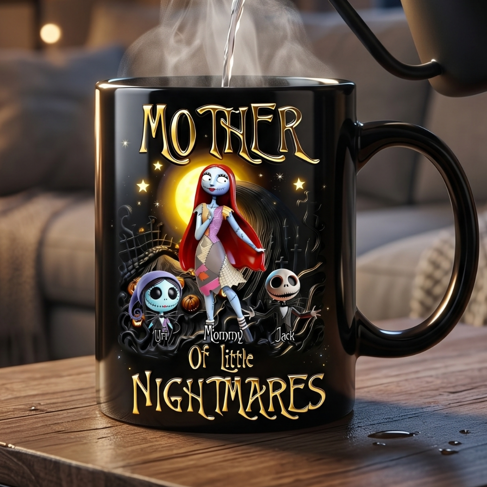 Personalized Black Mug Mother of Little Nightmares Gift for Mom Mug GradoCreations