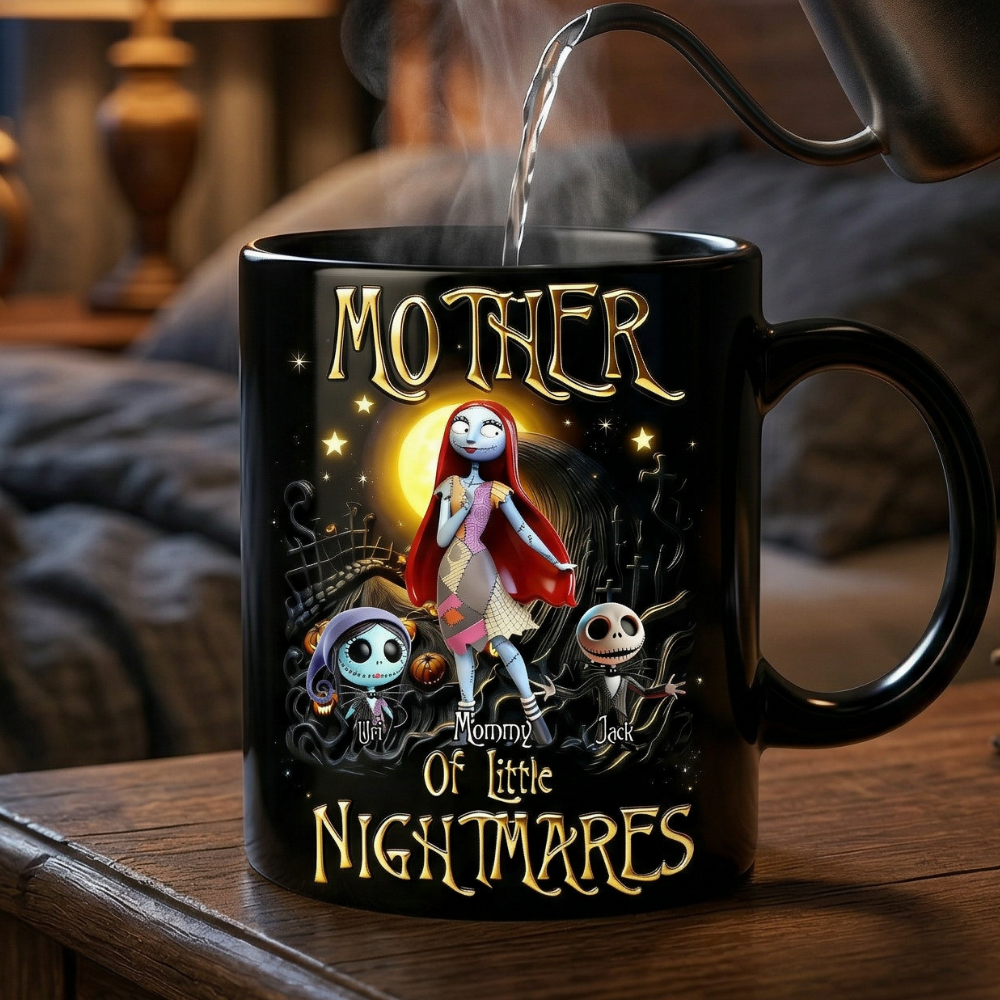Personalized Black Mug Mother of Little Nightmares Gift for Mom Mug GradoCreations