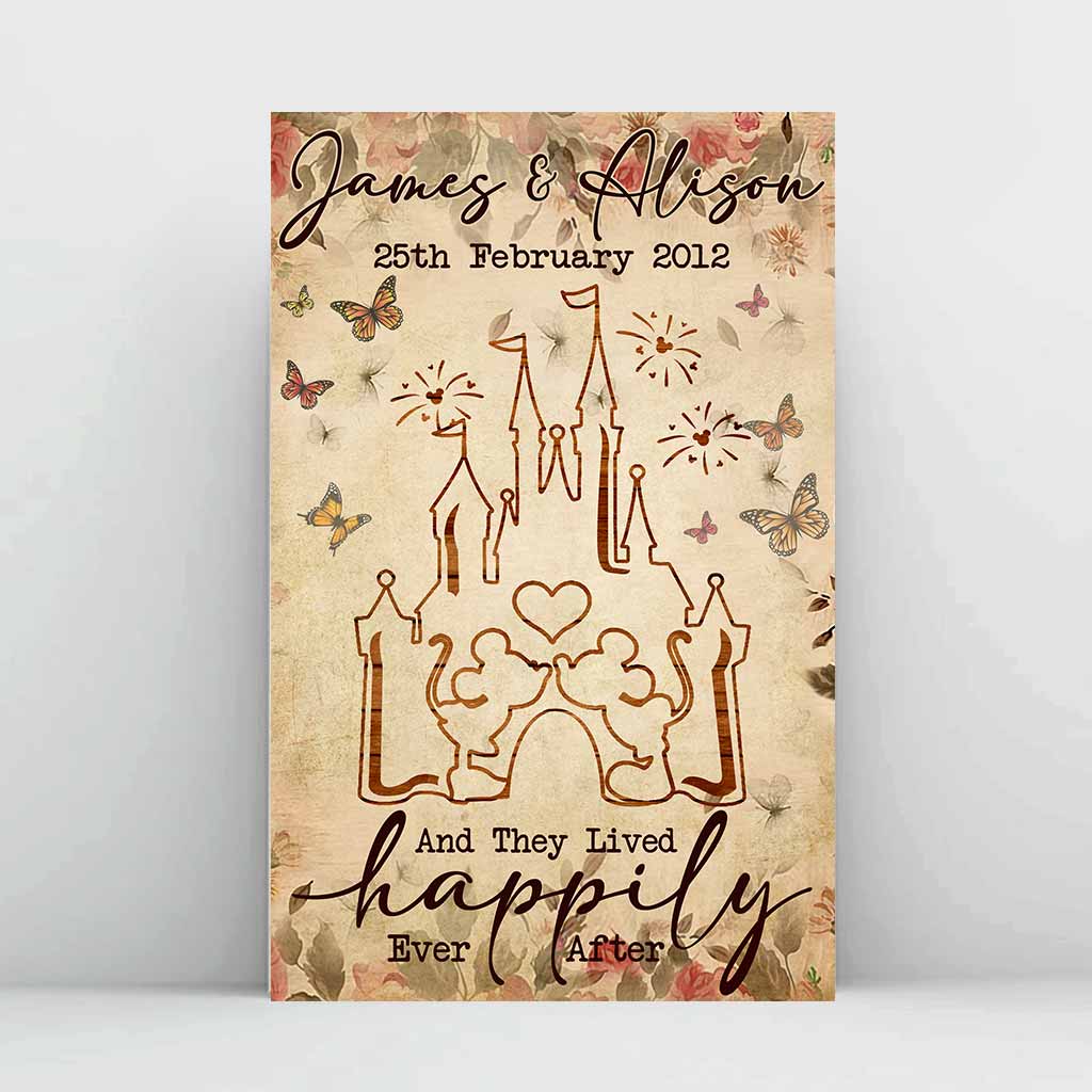 Personalized Wedding Anniversary Mouse Poster Custom Couple Gift Canvas and Poster GradoCreations