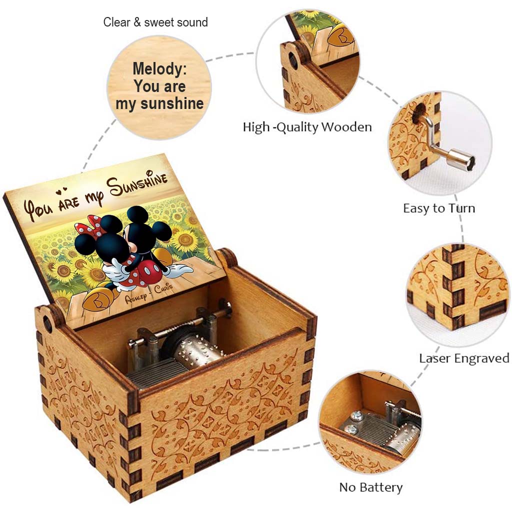 Personalized Hand Crank Music Box Couple Gift You Are My Sunshine Hand Crank Music Box GradoCreations