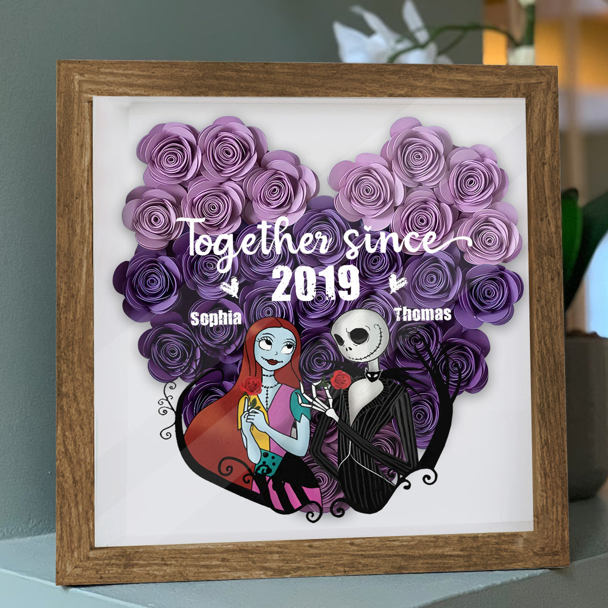 Personalized Flower Shadow Box Custom Date Gift for Couples Flower Shadow Box GradoCreations