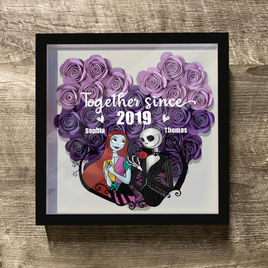 Personalized Flower Shadow Box Custom Date Gift for Couples Flower Shadow Box GradoCreations