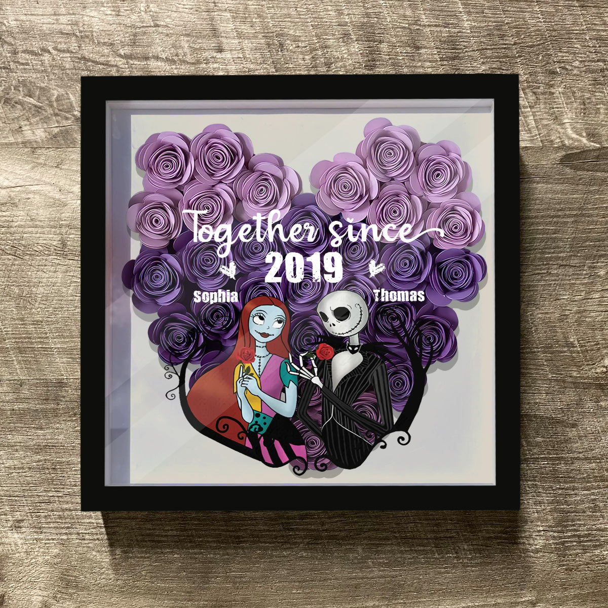 Personalized Flower Shadow Box Custom Date Gift for Couples Flower Shadow Box GradoCreations
