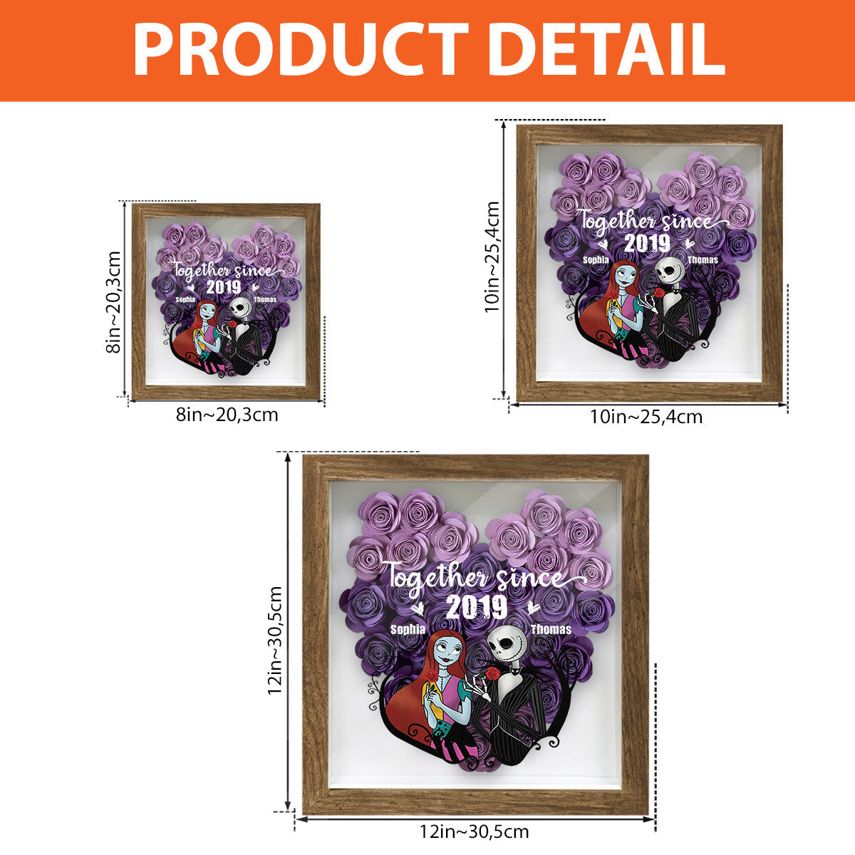 Personalized Flower Shadow Box Custom Date Gift for Couples Flower Shadow Box GradoCreations
