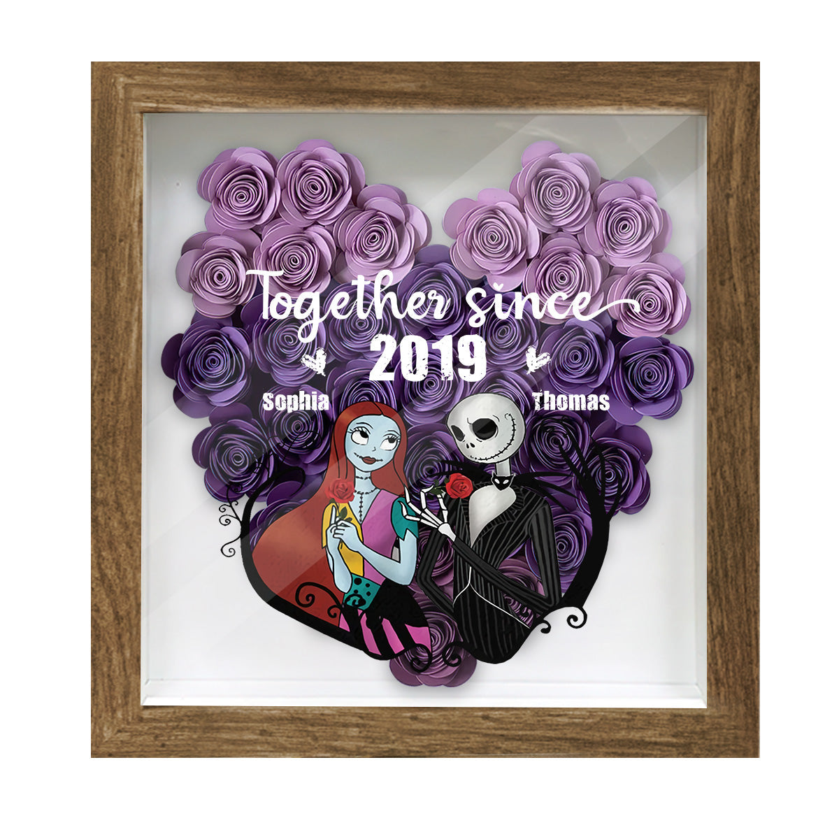 Personalized Flower Shadow Box Custom Date Gift for Couples Flower Shadow Box GradoCreations