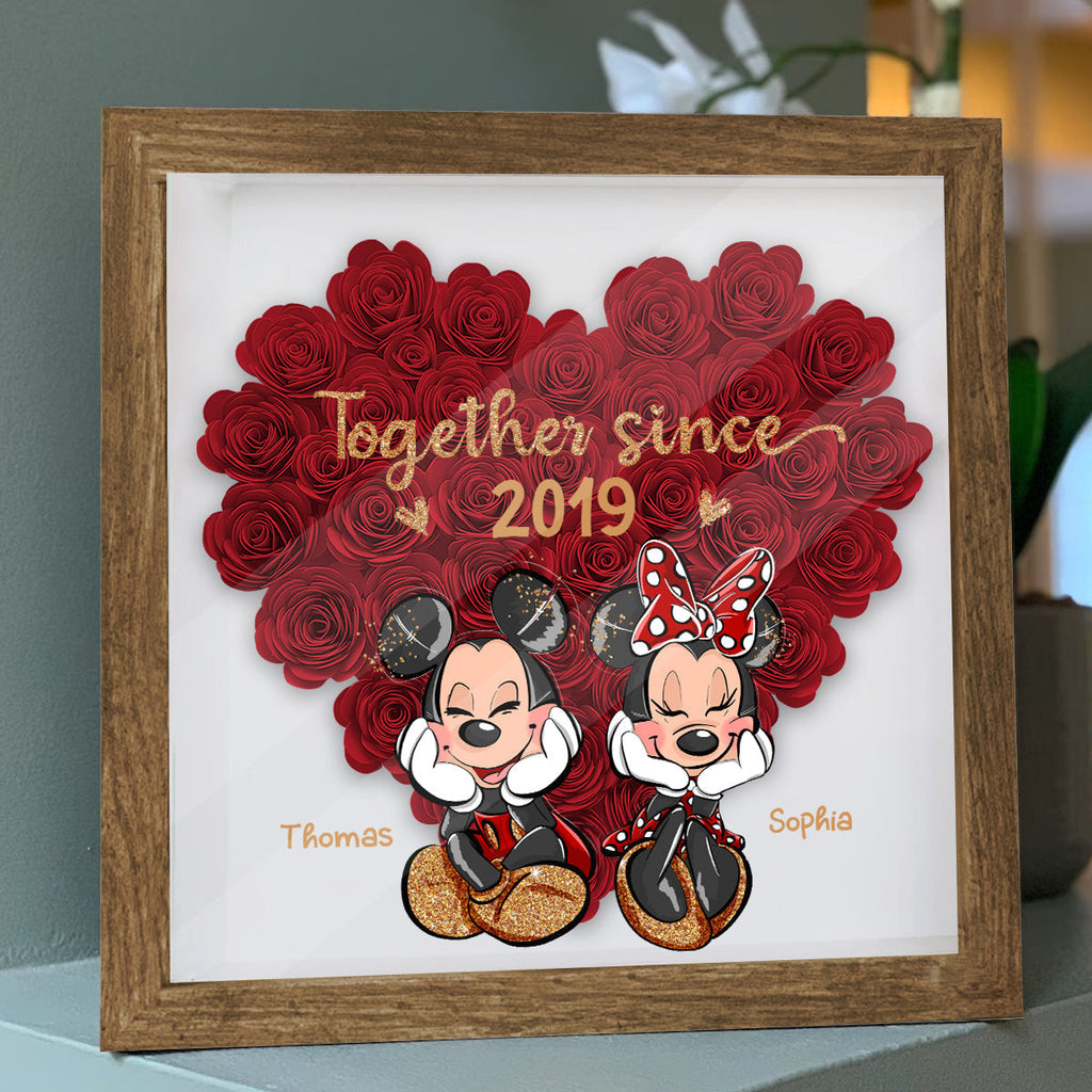 Personalized Heart-Shaped Flower Shadow Box for Couples | Anniversary Gift Flower Shadow Box GradoCreations