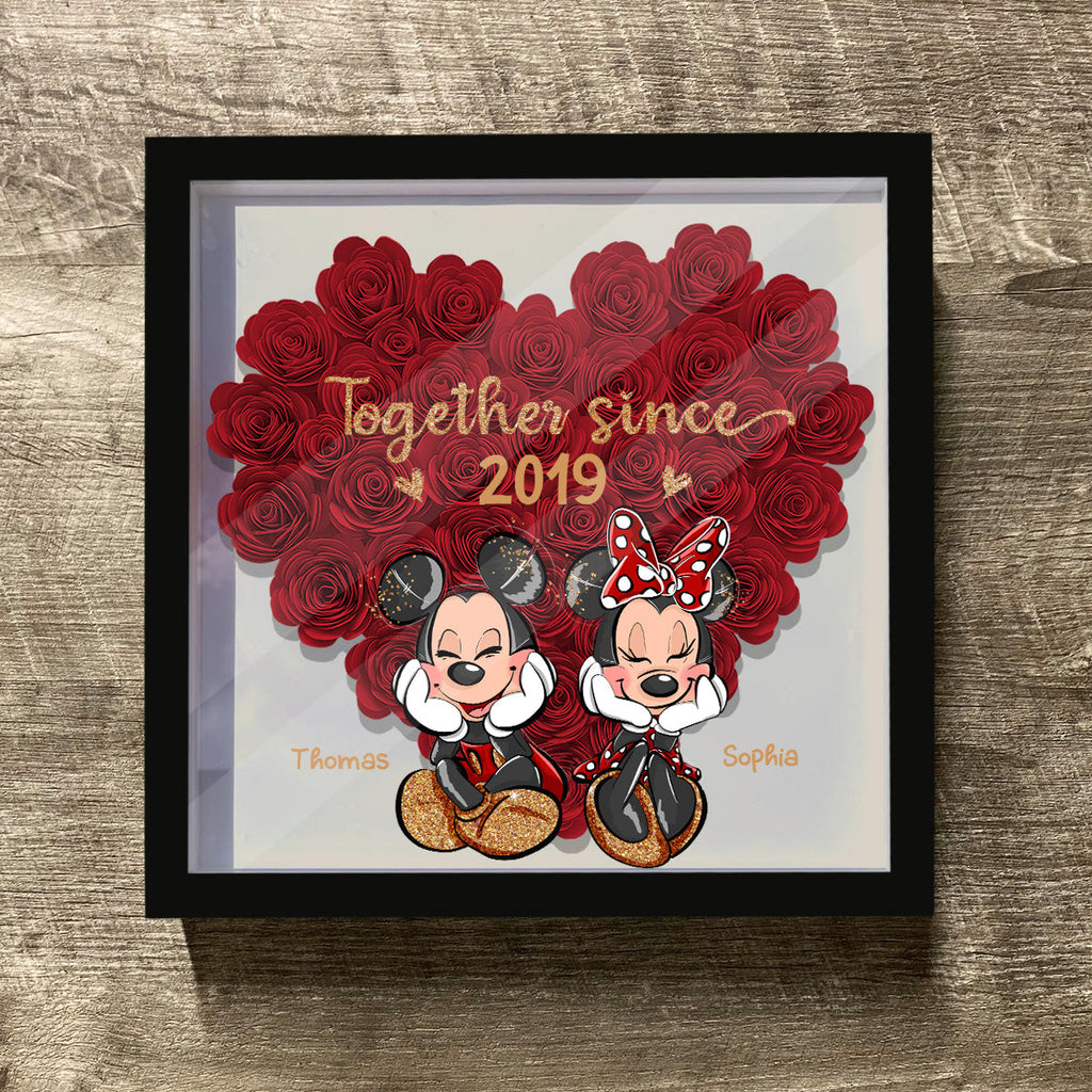 Personalized Heart-Shaped Flower Shadow Box for Couples | Anniversary Gift Flower Shadow Box GradoCreations