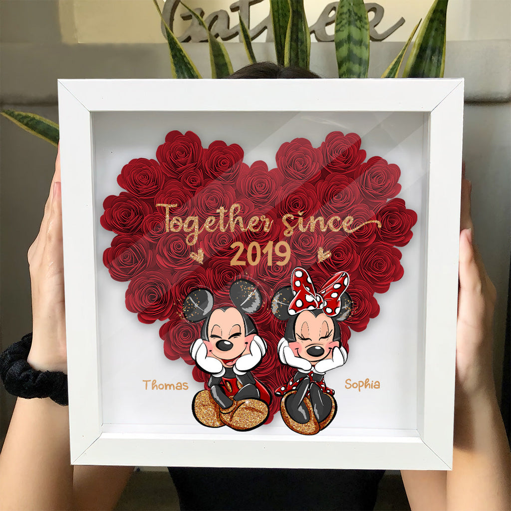 Personalized Heart-Shaped Flower Shadow Box for Couples | Anniversary Gift Flower Shadow Box GradoCreations