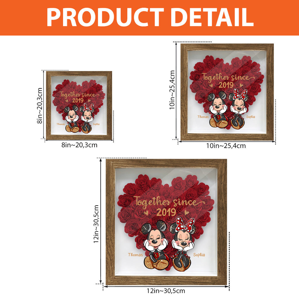 Personalized Heart-Shaped Flower Shadow Box for Couples | Anniversary Gift Flower Shadow Box GradoCreations