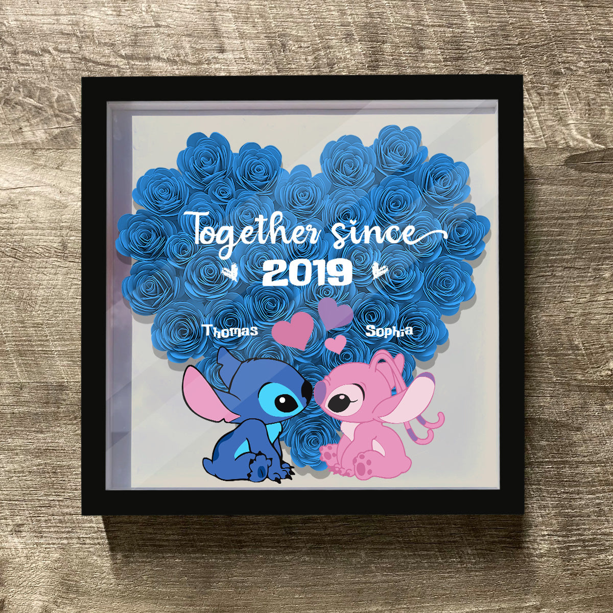 Personalized Ohana Flower Shadow Box Custom Name Gift for Anniversary Flower Shadow Box GradoCreations