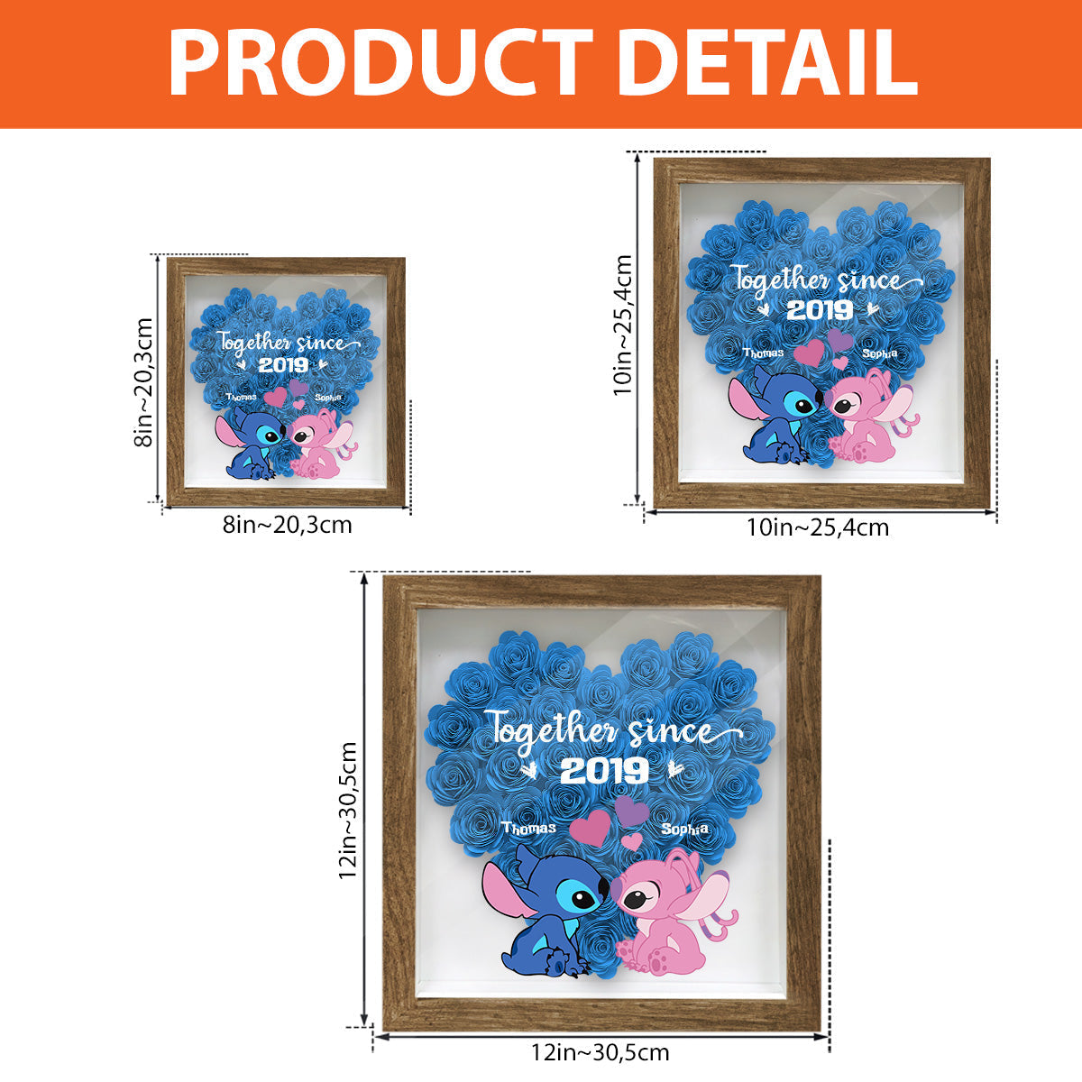 Personalized Ohana Flower Shadow Box Custom Name Gift for Anniversary Flower Shadow Box GradoCreations