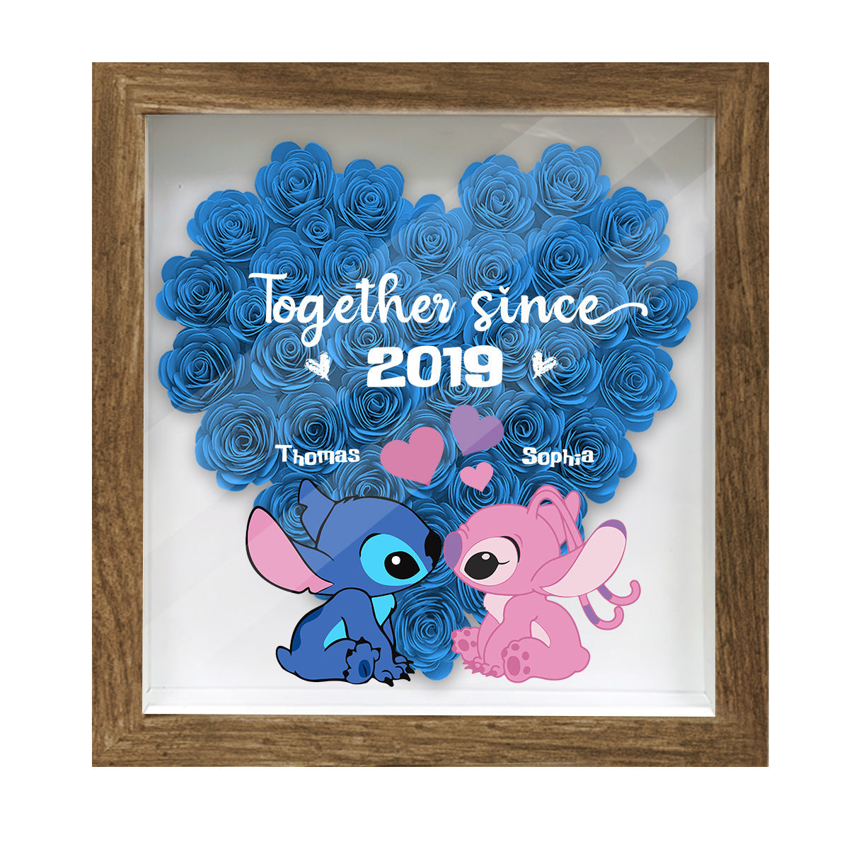 Personalized Ohana Flower Shadow Box Custom Name Gift for Anniversary Flower Shadow Box GradoCreations