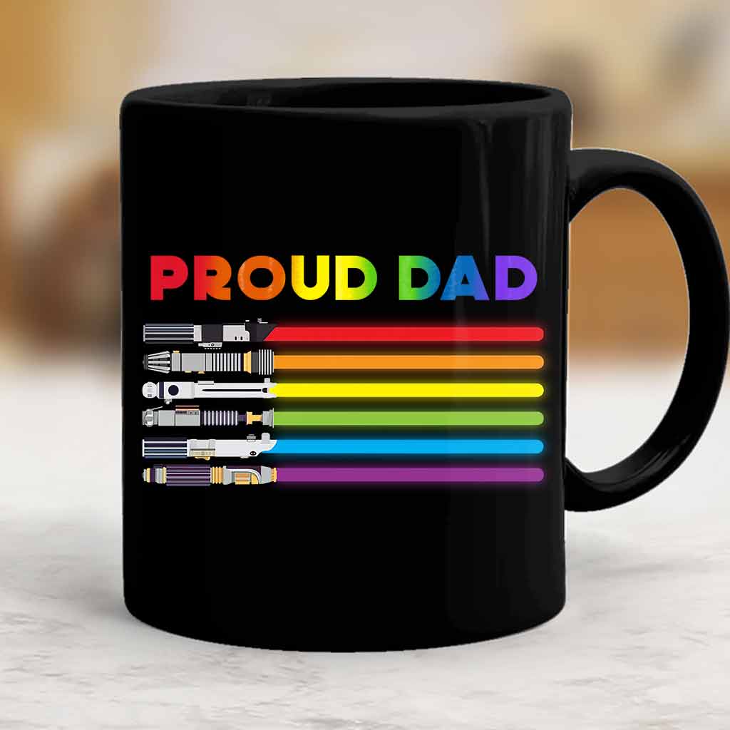 Personalized Proud Dad LGBT Support Mug - 11oz Black Ceramic Mug GradoCreations