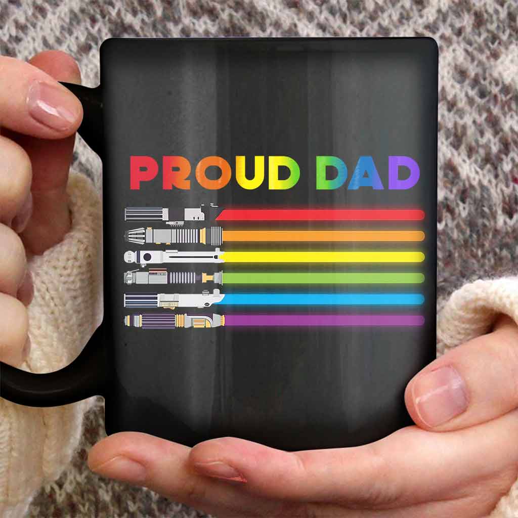 Personalized Proud Dad LGBT Support Mug - 11oz Black Ceramic Mug GradoCreations