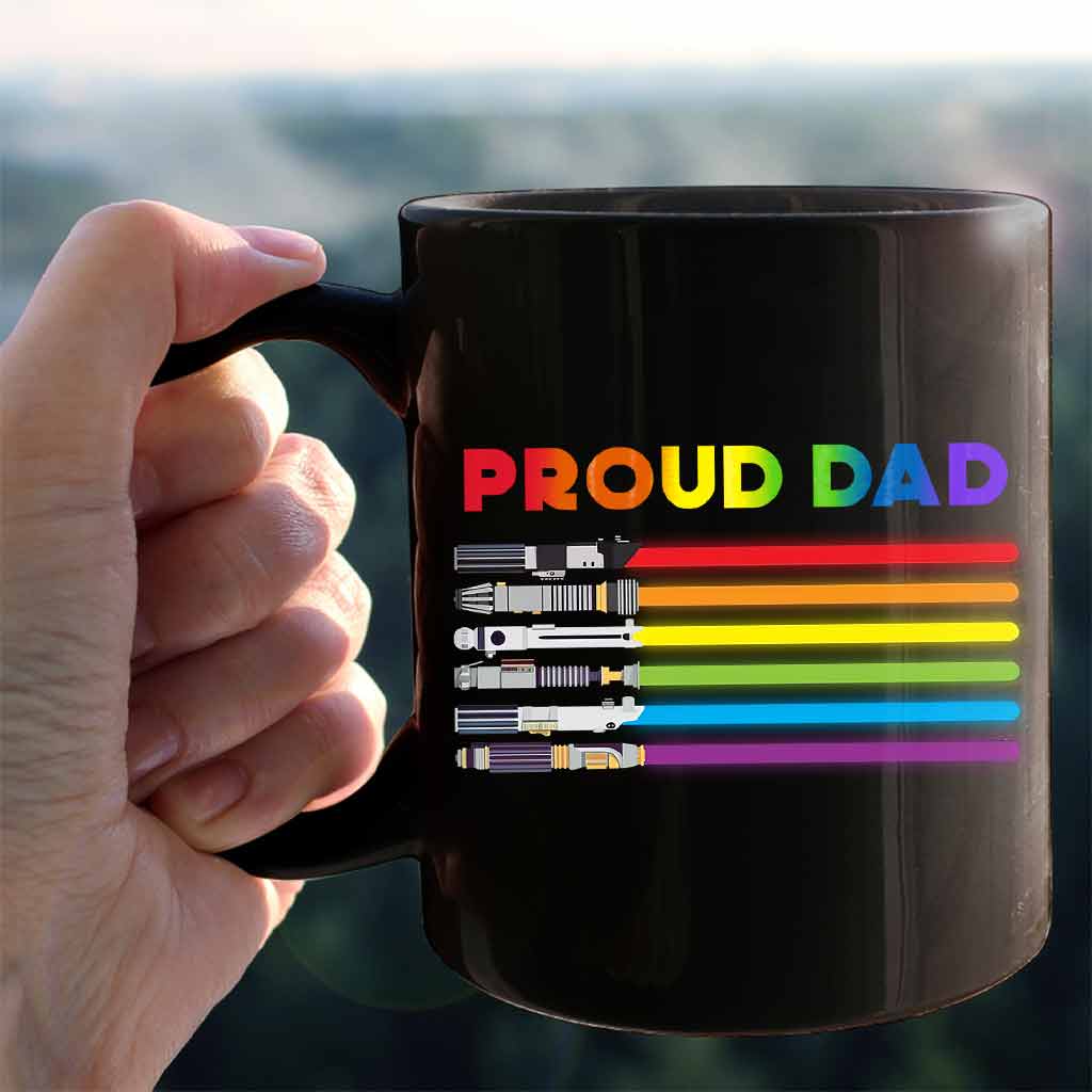 Personalized Proud Dad LGBT Support Mug - 11oz Black Ceramic Mug GradoCreations