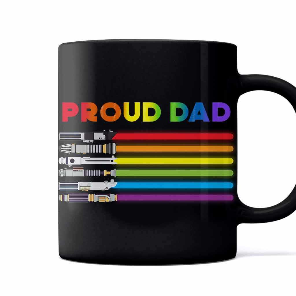 Personalized Proud Dad LGBT Support Mug - 11oz Black Ceramic Mug GradoCreations