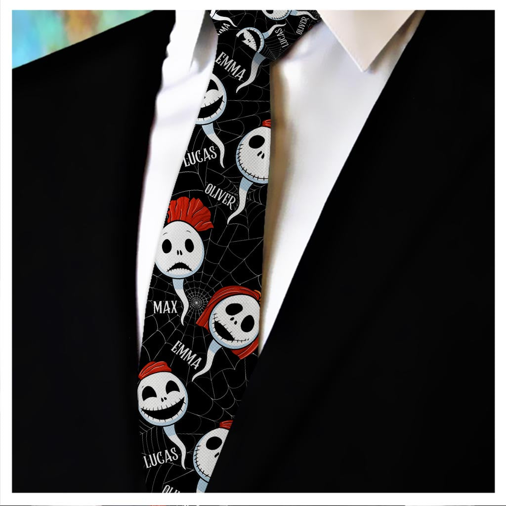 Personalized Halloween Themed Necktie with Custom Names Gift for Dad Necktie GradoCreations