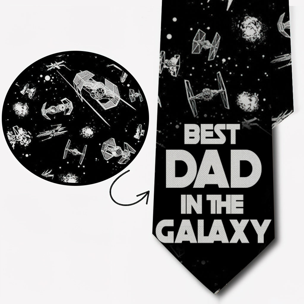 Personalized Necktie Best Dad in the Galaxy Gift for Dad Necktie GradoCreations