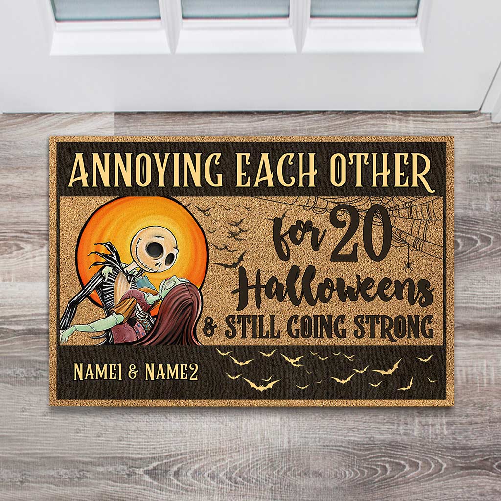 Personalized Halloween Doormat Custom Name Gift for Couples Doormat GradoCreations