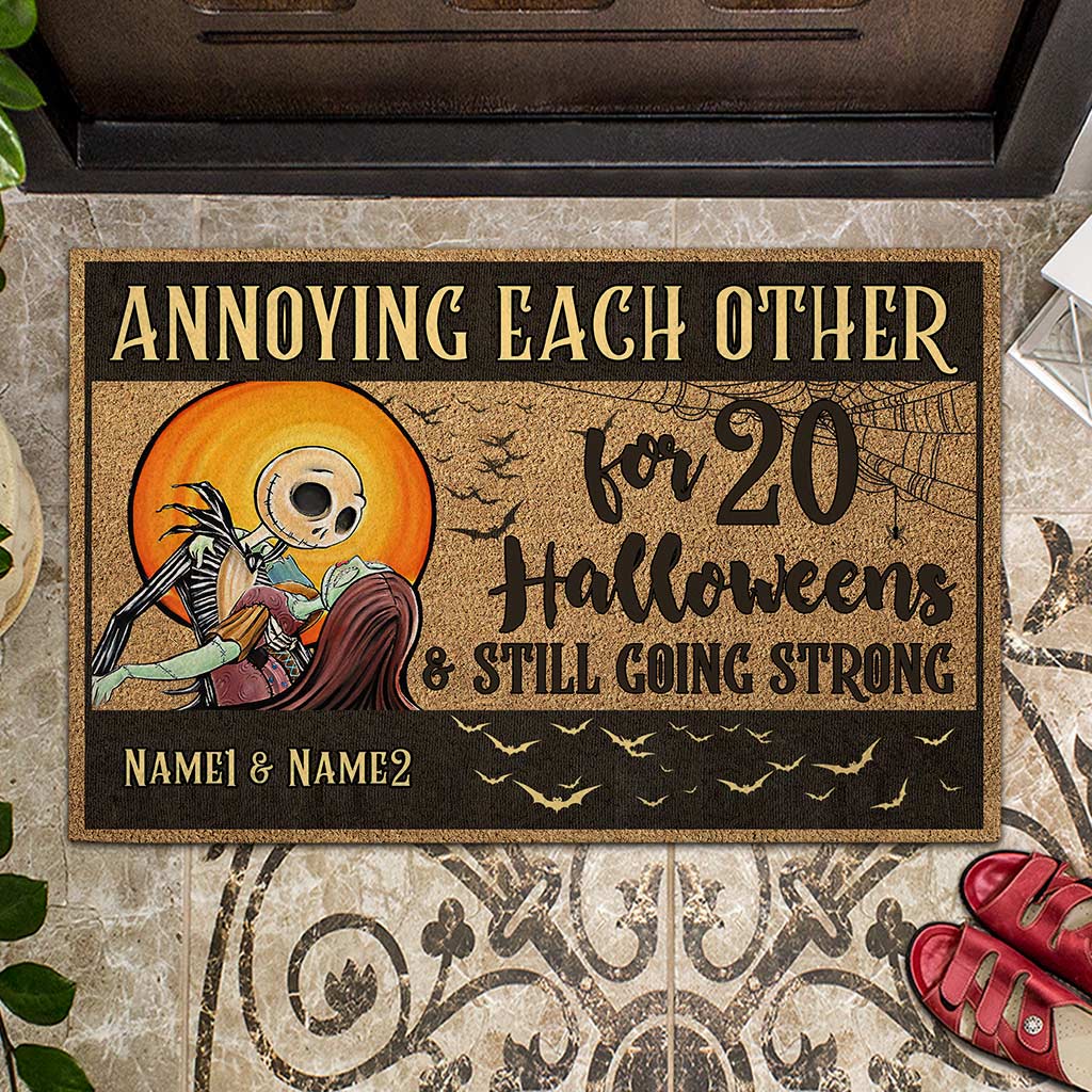 Personalized Halloween Doormat Custom Name Gift for Couples Doormat GradoCreations