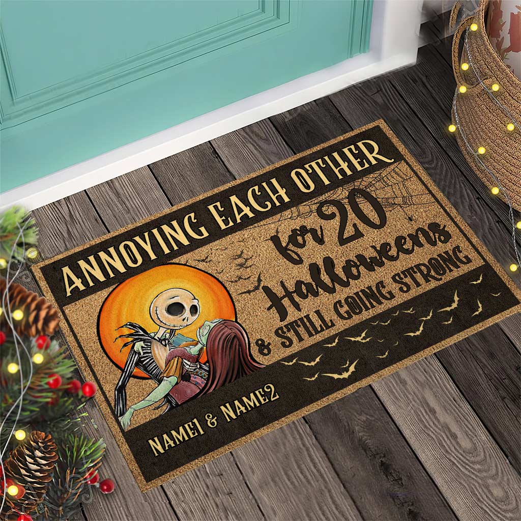Personalized Halloween Doormat Custom Name Gift for Couples Doormat GradoCreations