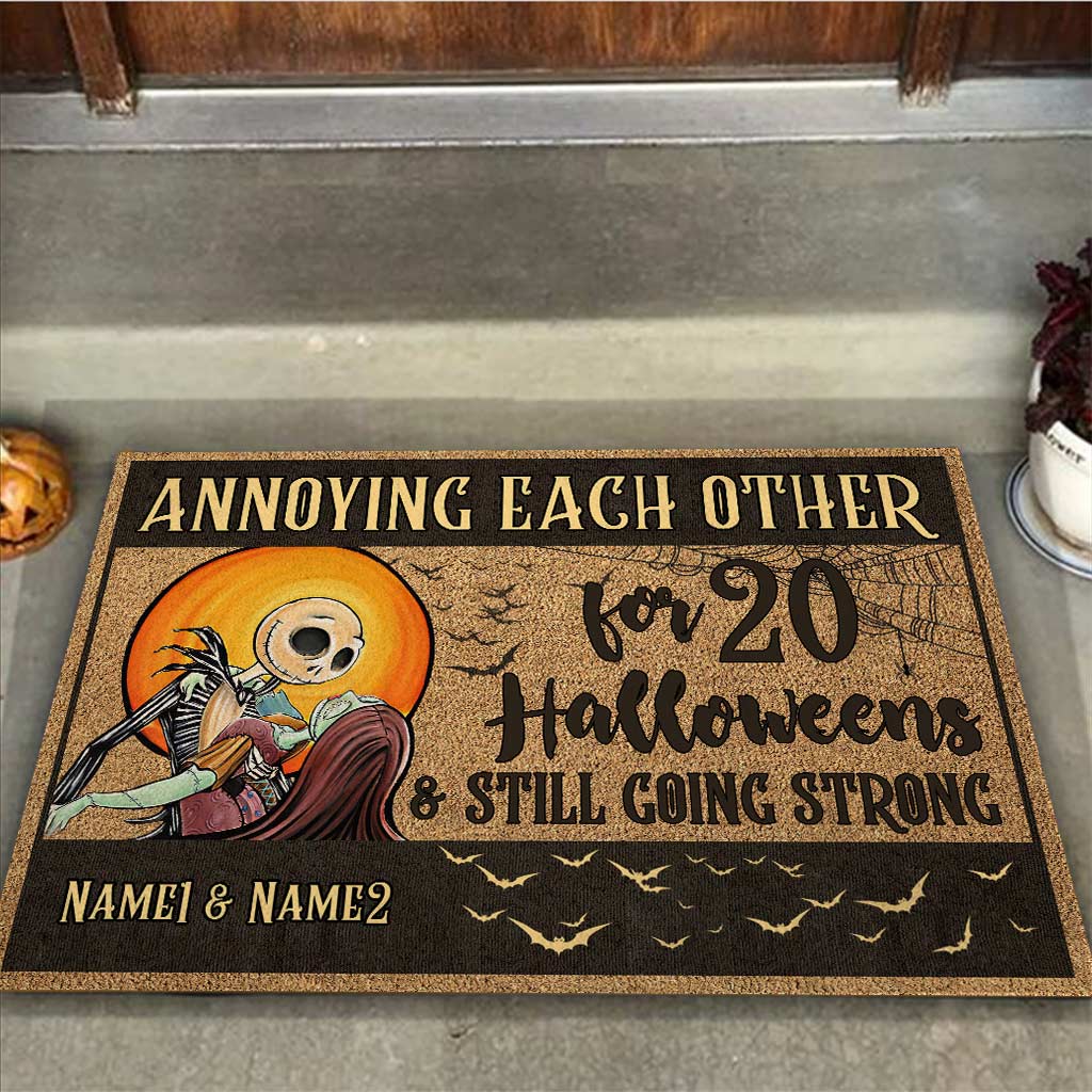 Personalized Halloween Doormat Custom Name Gift for Couples Doormat GradoCreations