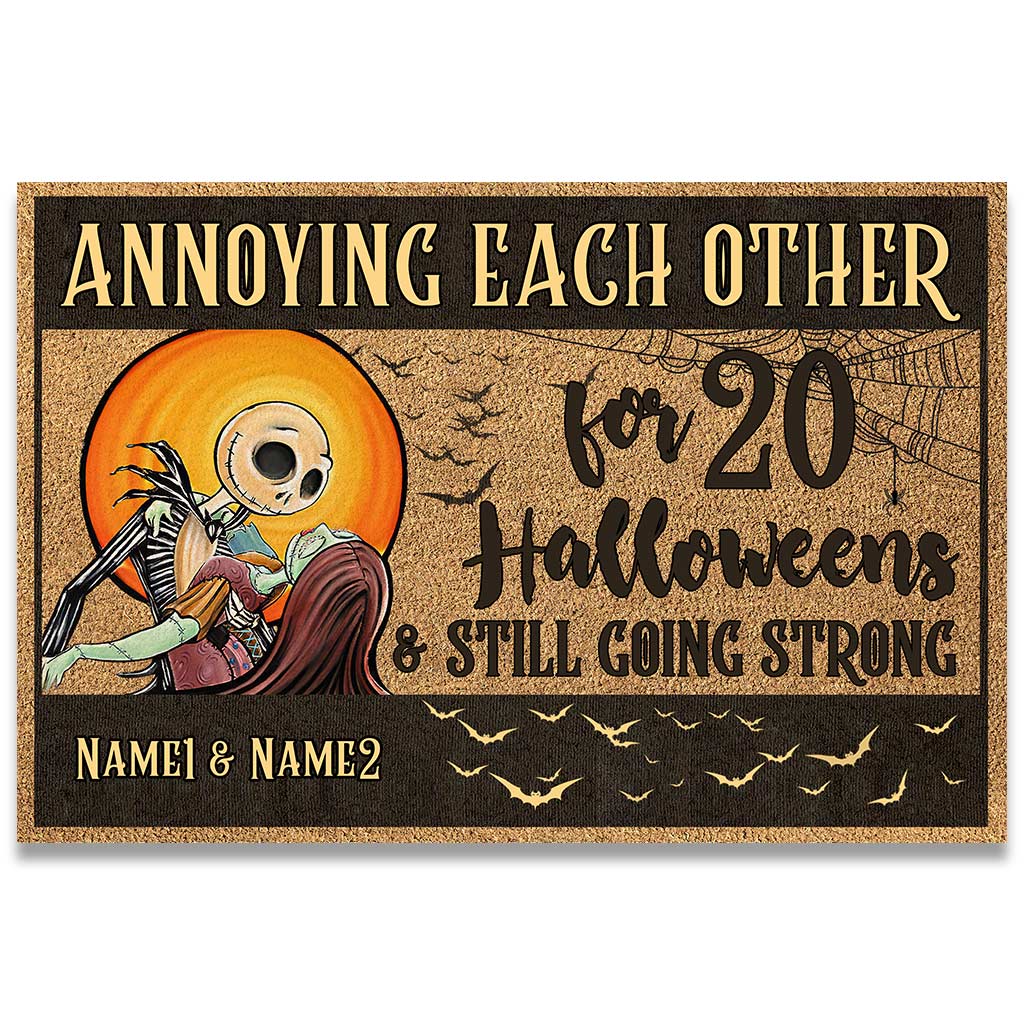 Personalized Halloween Doormat Custom Name Gift for Couples Doormat GradoCreations