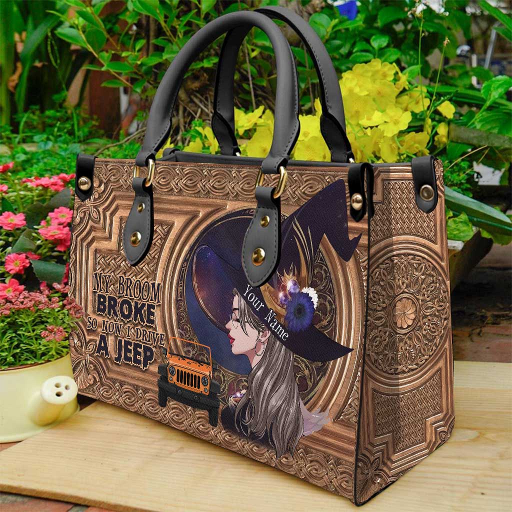 Personalized Halloween Leather Handbag Custom Name Gift Leather Handbag GradoCreations