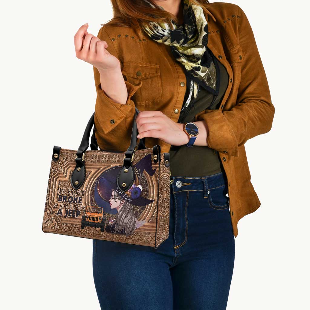 Personalized Halloween Leather Handbag Custom Name Gift Leather Handbag GradoCreations
