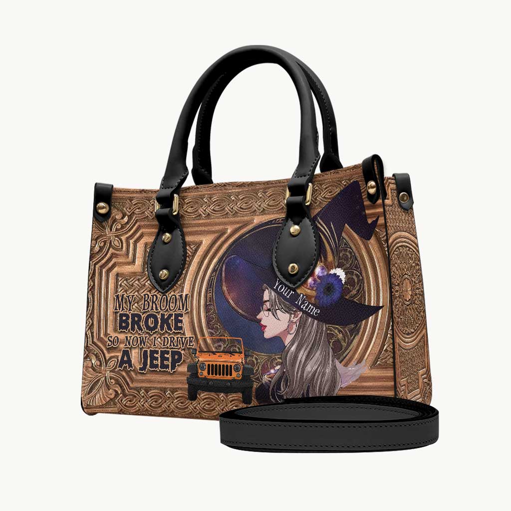 Personalized Halloween Leather Handbag Custom Name Gift Leather Handbag GradoCreations