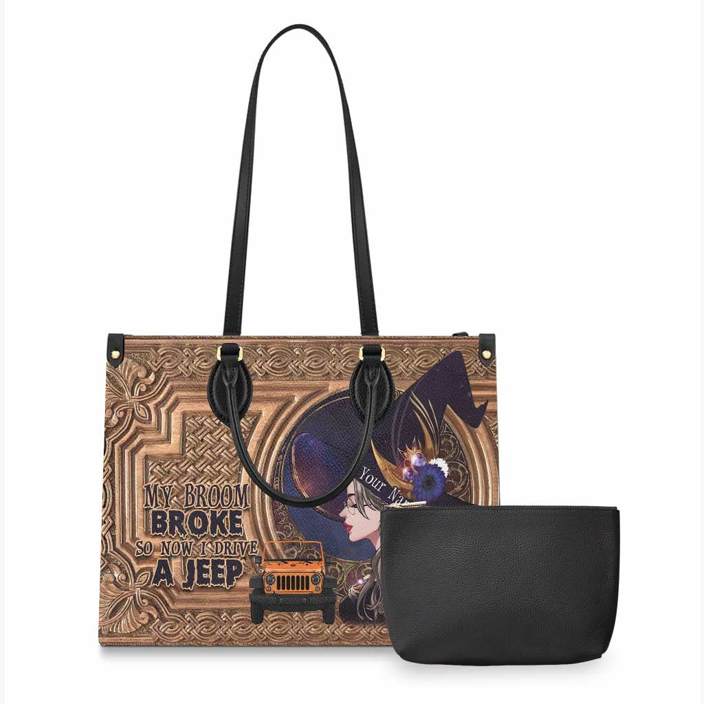 Personalized Halloween Leather Handbag Custom Name Gift Leather Handbag GradoCreations