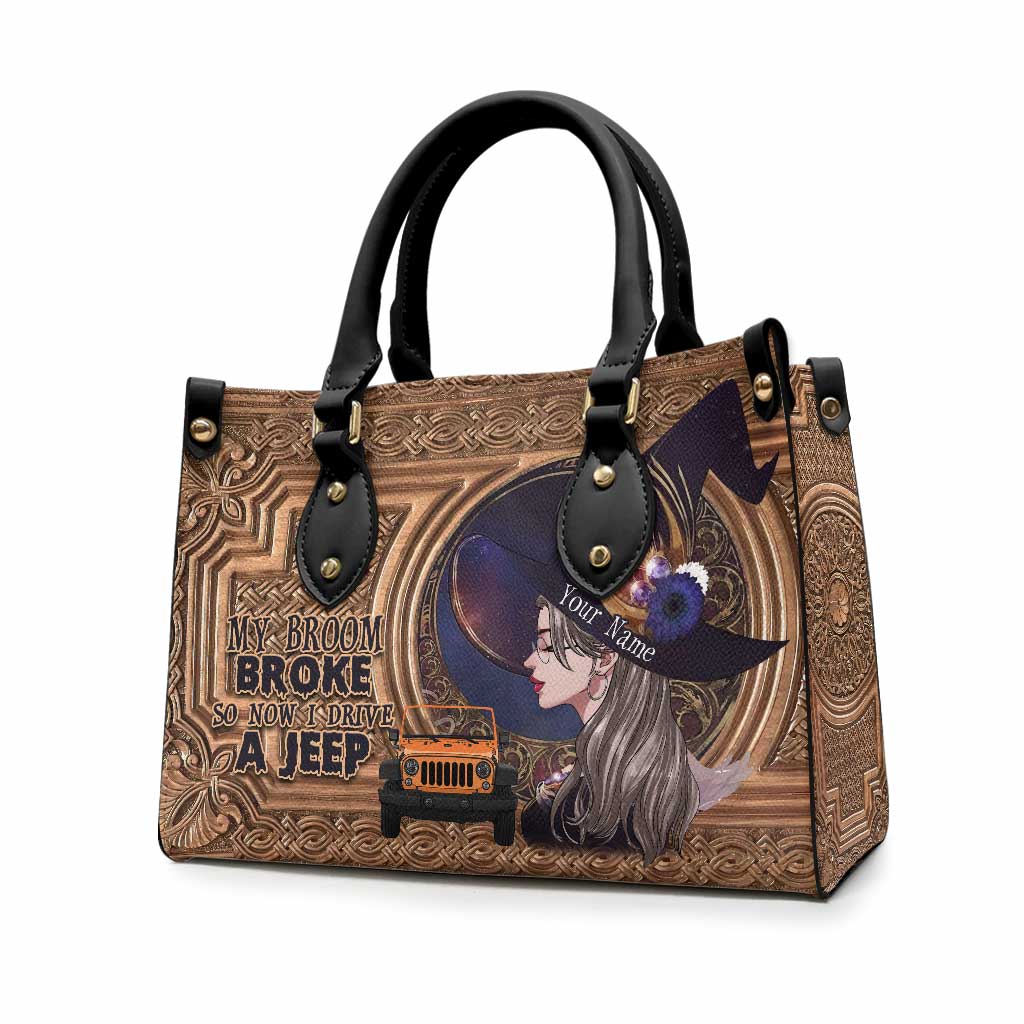 Personalized Halloween Leather Handbag Custom Name Gift Leather Handbag GradoCreations