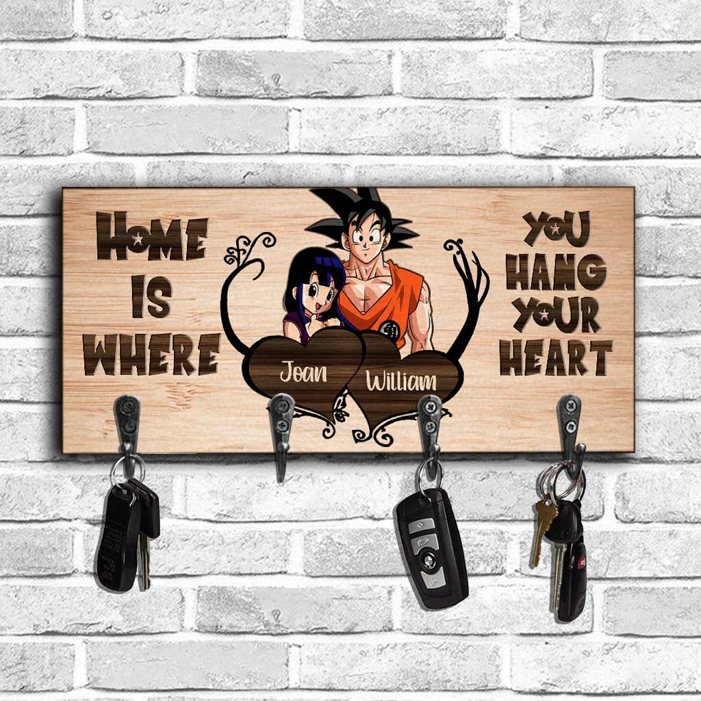 Personalized Home Is Where You Hang Key Rack with Hooks Key Rack GradoCreations
