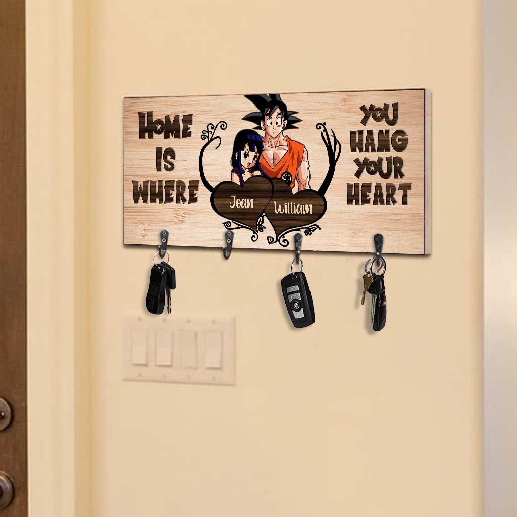 Personalized Home Is Where You Hang Key Rack with Hooks Key Rack GradoCreations