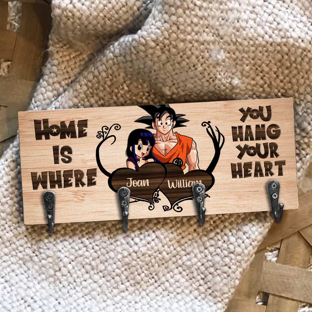 Personalized Home Is Where You Hang Key Rack with Hooks Key Rack GradoCreations