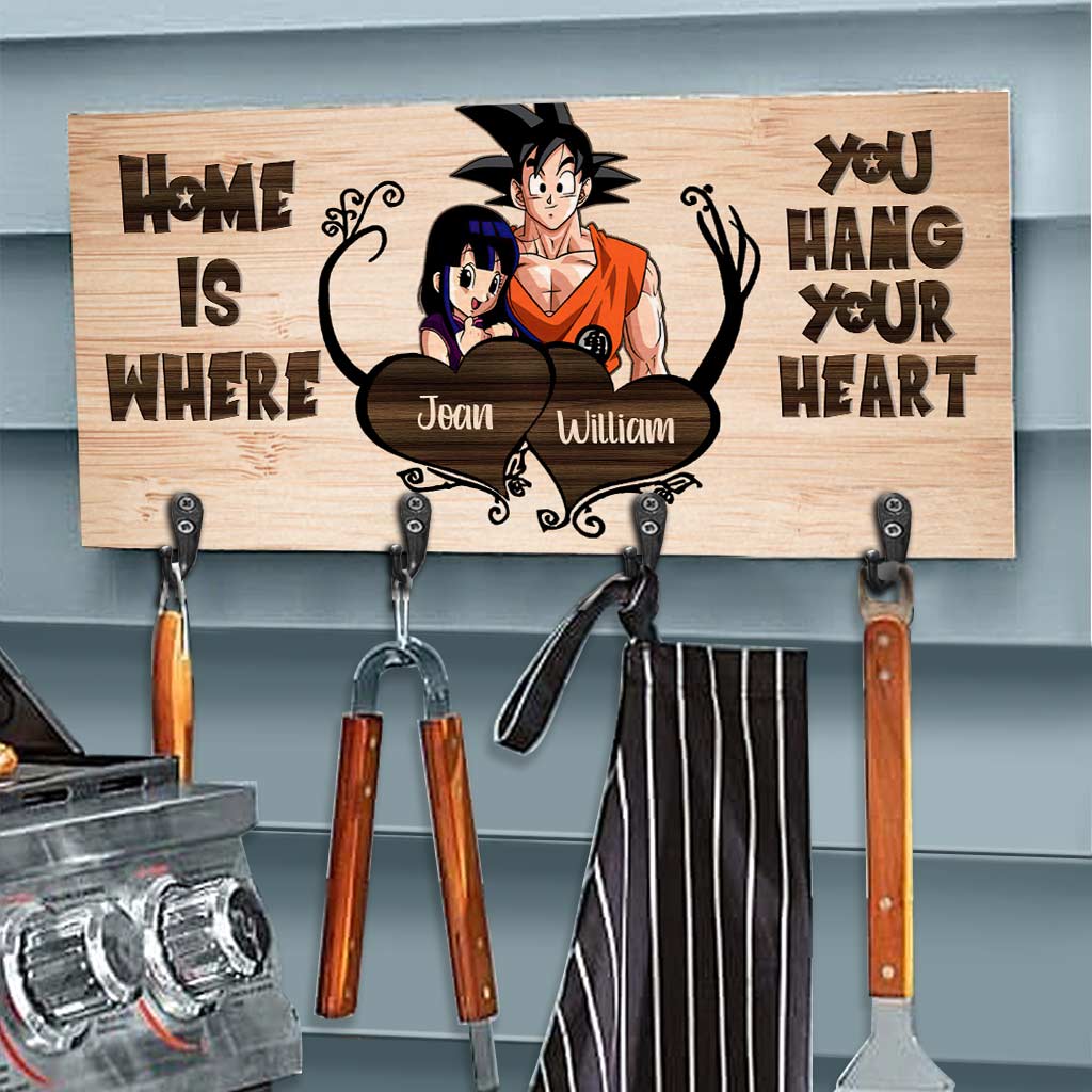 Personalized Home Is Where You Hang Key Rack with Hooks Key Rack GradoCreations