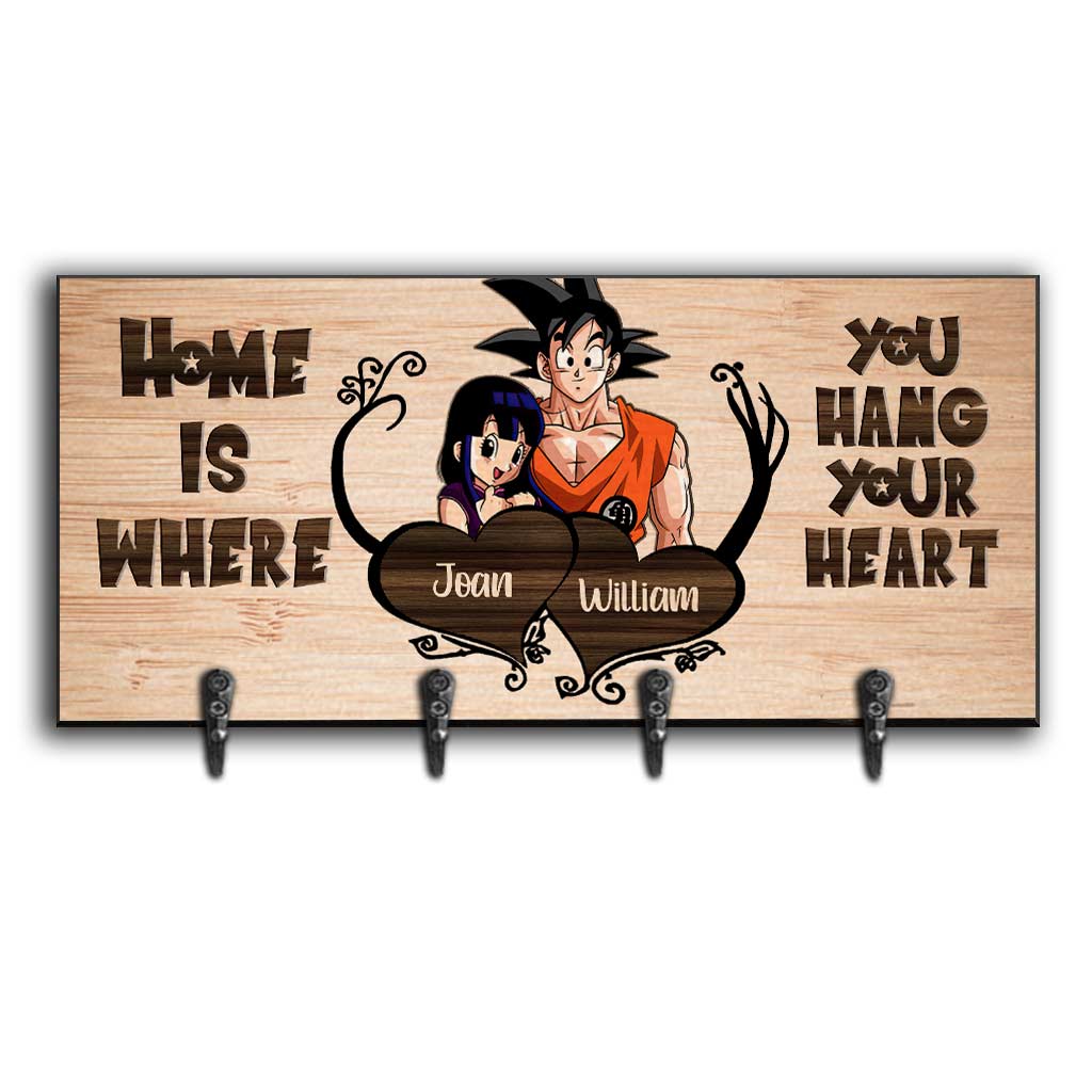Personalized Home Is Where You Hang Key Rack with Hooks Key Rack GradoCreations