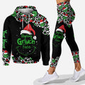Personalized Grinch Face Hoodie and Leggings Set for Christmas Hoodie & Leggings GradoCreations