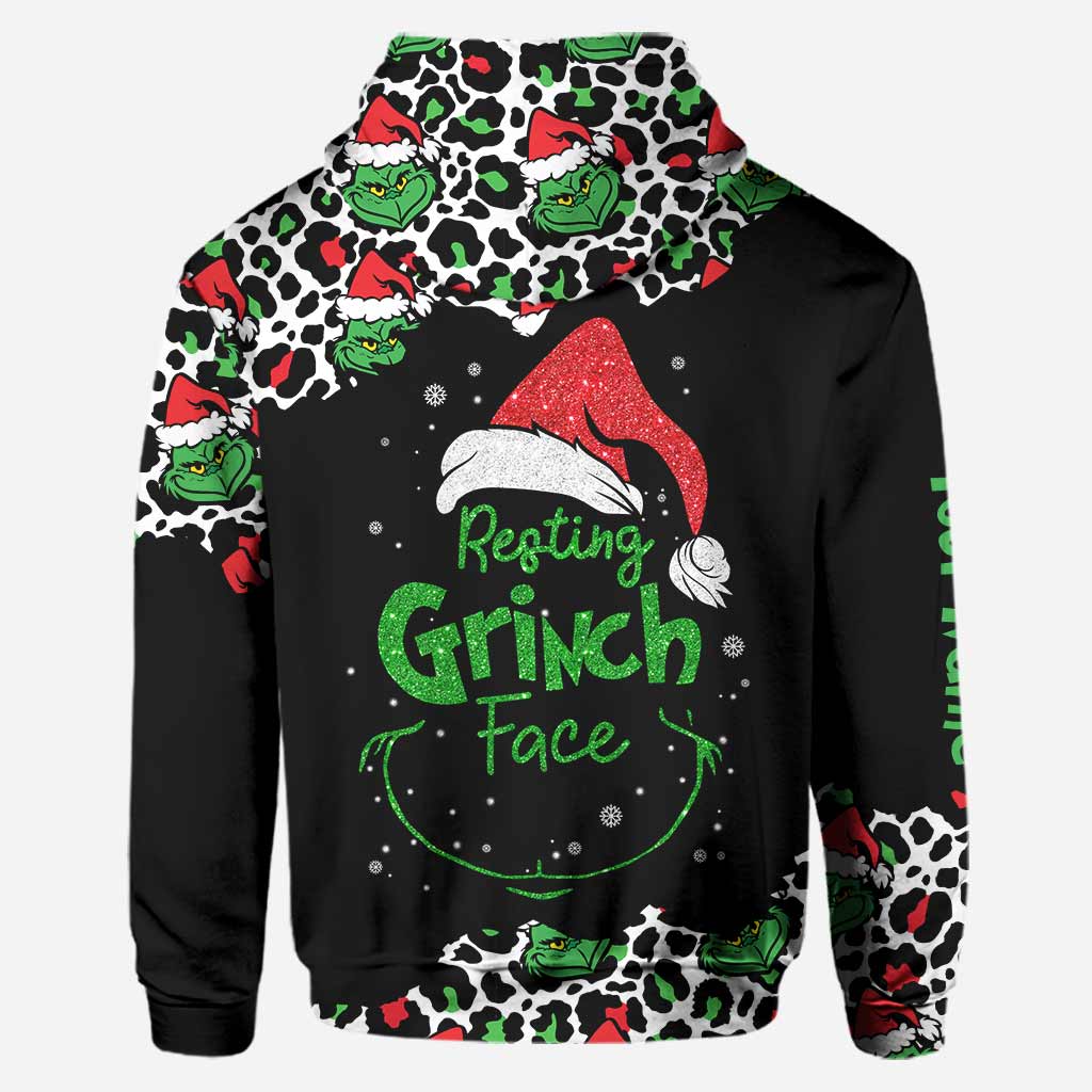 Personalized Grinch Face Hoodie and Leggings Set for Christmas Hoodie & Leggings GradoCreations