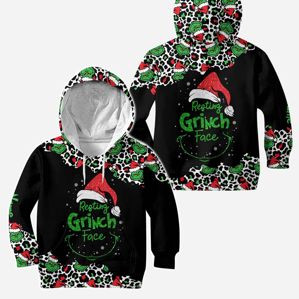 Personalized Grinch Face Hoodie and Leggings Set for Christmas Hoodie & Leggings GradoCreations