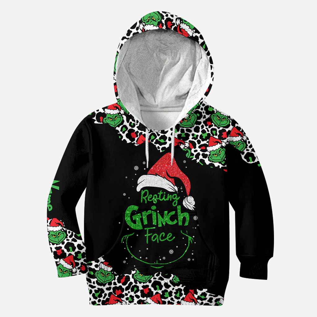 Personalized Grinch Face Hoodie and Leggings Set for Christmas Hoodie & Leggings GradoCreations