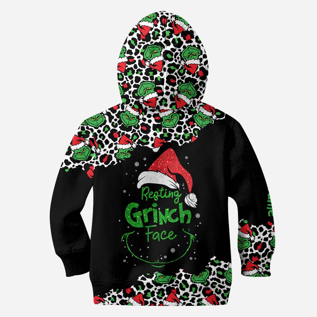 Personalized Grinch Face Hoodie and Leggings Set for Christmas Hoodie & Leggings GradoCreations