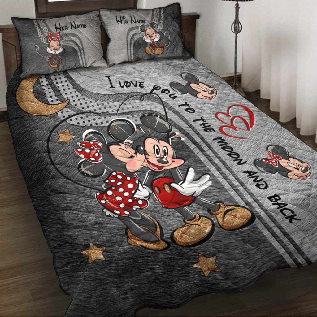 Personalized Mickey Mouse Quilt Set Custom Names Gifts for Couples Quilt Set GradoCreations