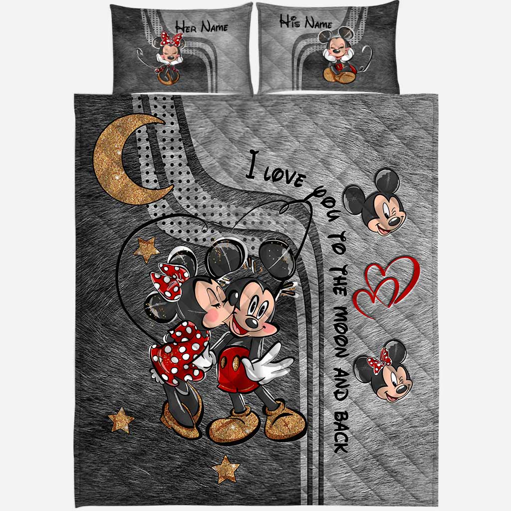 Personalized Mickey Mouse Quilt Set Custom Names Gifts for Couples Quilt Set GradoCreations