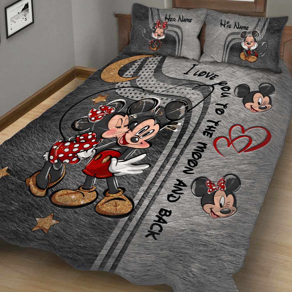 Personalized Mickey Mouse Quilt Set Custom Names Gifts for Couples Quilt Set GradoCreations